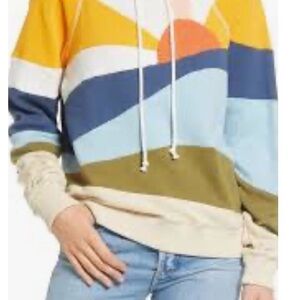 Faherty Soleil Colorful Hoodie - Yellow, Orange, Blue, Cream EUC